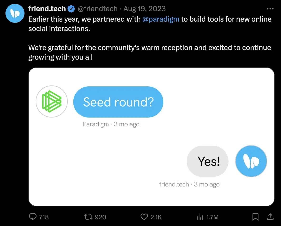 从 Paradigm 投资到软 Rug，纪录 Friend.tech 的激荡一年