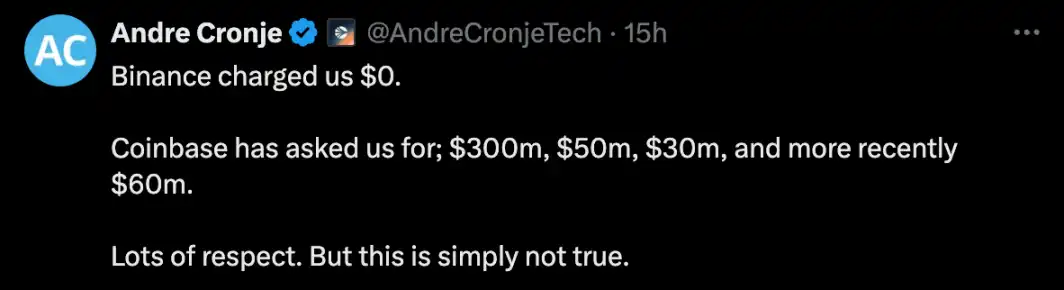 Coinbase与Binance，到底谁在收取天价上币费？
